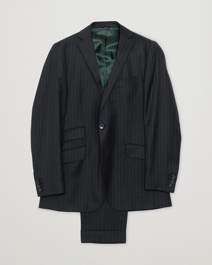 Herren | Rose & Born Pinstripe Wool Suit Grey 46 | Pre-owned | Rose & Born Pinstripe Wool Suit Grey 46