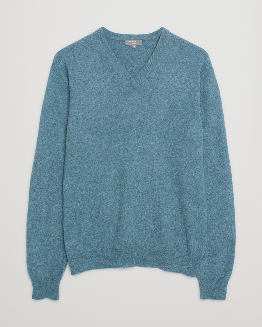 Herren | Pullover | Pre-owned | N.Peal Cashmere V-Neck Turquoise S